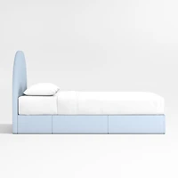 Emma Light Blue Upholstered Arched Kids Full Storage Bed