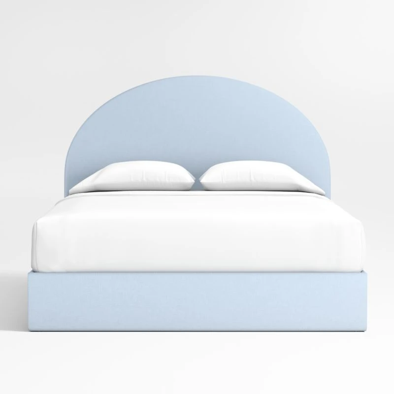 Emma Light Blue Upholstered Arched Kids Full Storage Bed