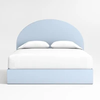 Emma Light Blue Upholstered Arched Kids Full Storage Bed