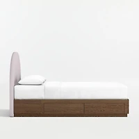 Emma Lilac Upholstered Kids Full Headboard with Deep Brown Wood Storage Base
