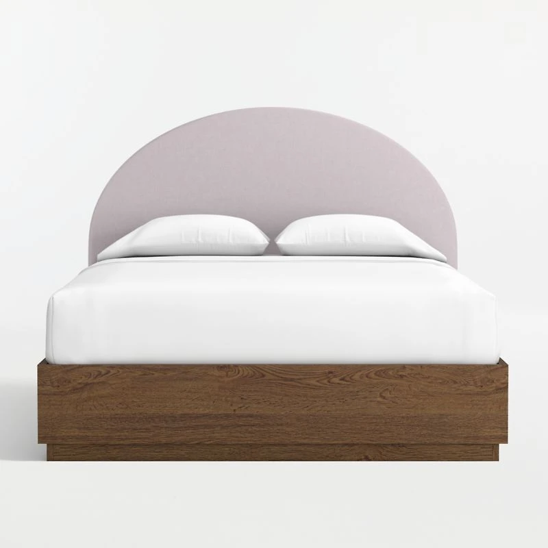 Emma Lilac Upholstered Kids Full Headboard with Deep Brown Wood Storage Base