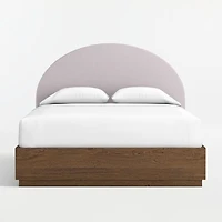Emma Lilac Upholstered Kids Full Headboard with Deep Brown Wood Storage Base