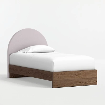 Emma Upholstered Kids Twin Headboard with Deep Brown Wood Base