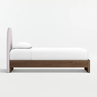 Emma Upholstered Kids Twin Headboard with Deep Brown Wood Base