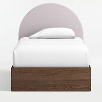 Emma Upholstered Kids Twin Headboard with Deep Brown Wood Base