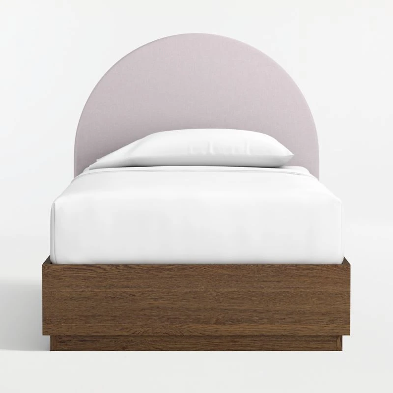 Emma Upholstered Kids Twin Headboard with Deep Brown Wood Storage Base