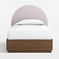 Emma Upholstered Kids Twin Headboard with Deep Brown Wood Storage Base