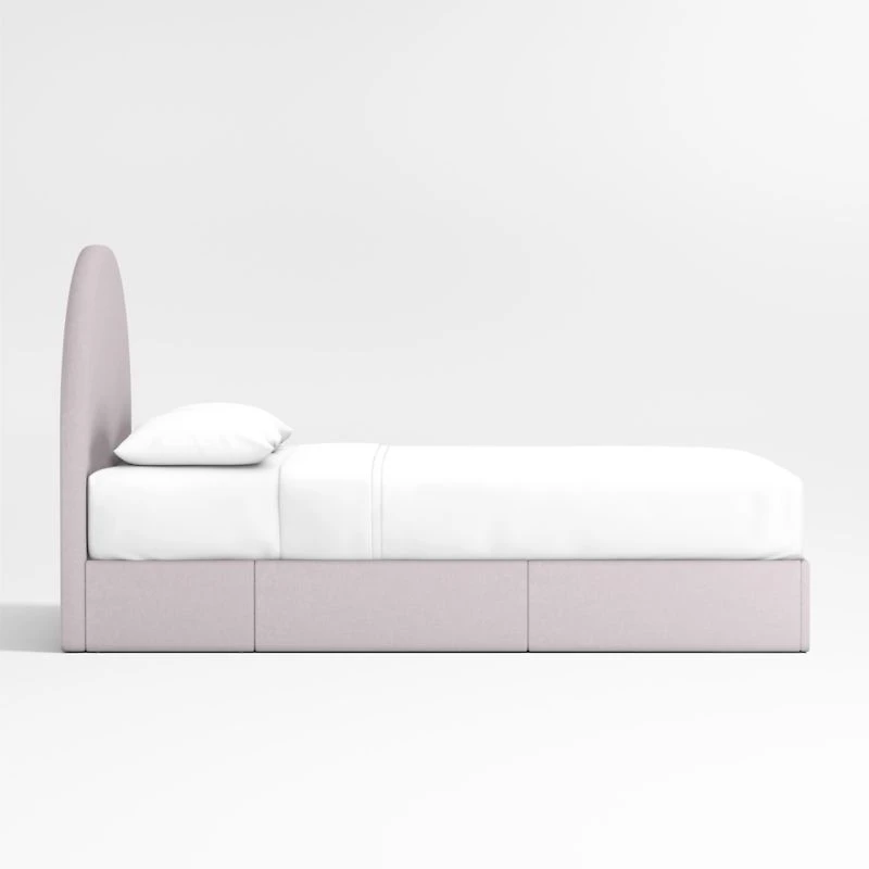 Emma Lilac Upholstered Arched Kids Full Storage Bed