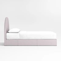 Emma Lilac Upholstered Arched Kids Full Storage Bed