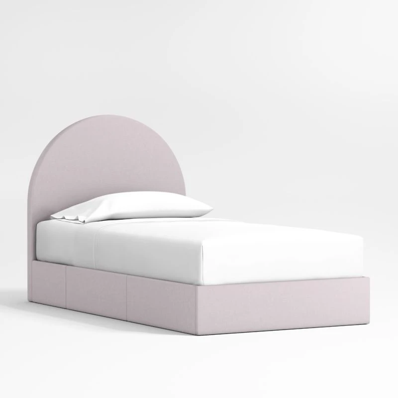 Emma Lilac Upholstered Arched Kids Full Storage Bed