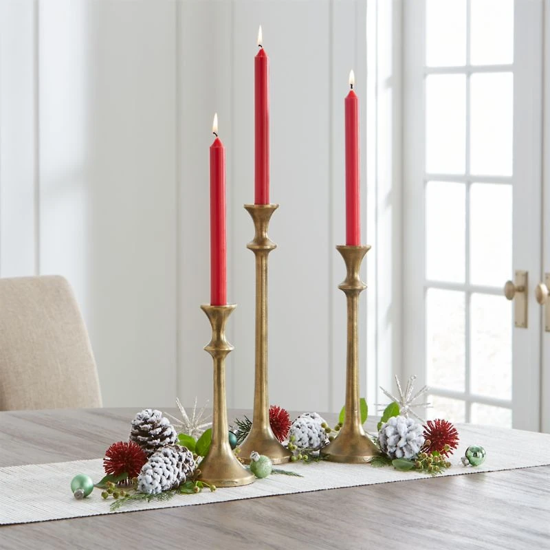 Emmett Antique Brass Taper Candle Holder 9.25"