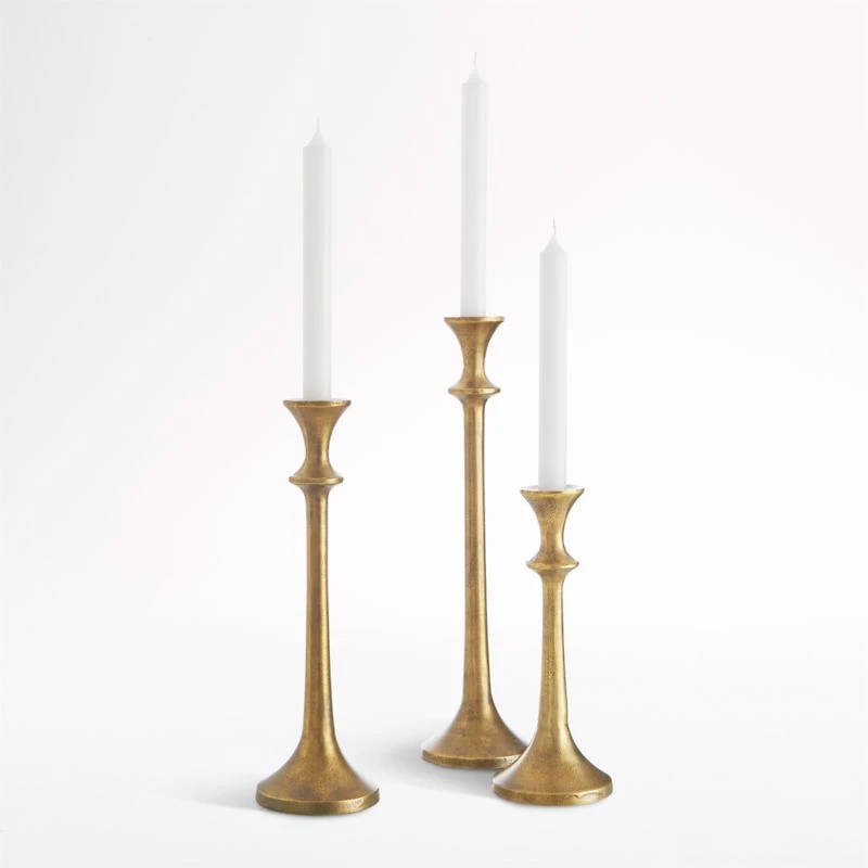 Emmett Antique Brass Taper Candle Holder 9.25"