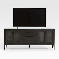 Enzo 72" Black Storage Media Console with Marble Top