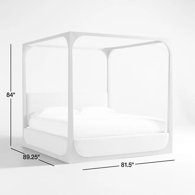 Escondido Weathered Grey Acacia Wood Upholstered King Canopy Bed