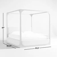Escondido Weathered Grey Acacia Wood Upholstered King Canopy Bed