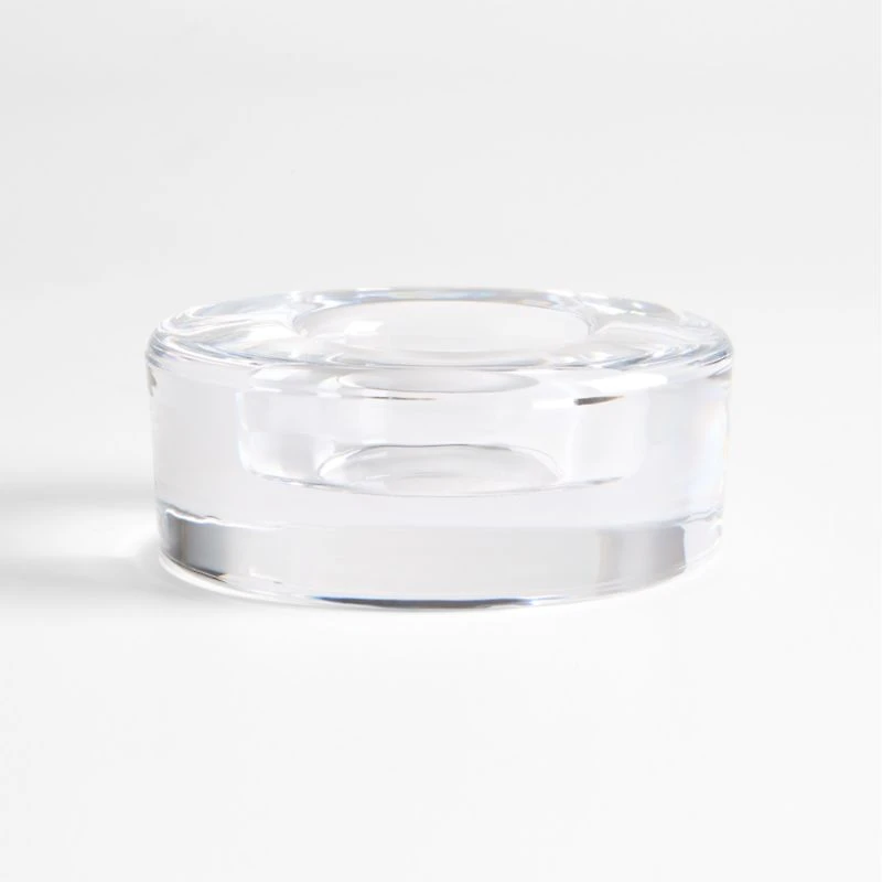 Essential Modern Low Wide Glass Tealight Candle Holder