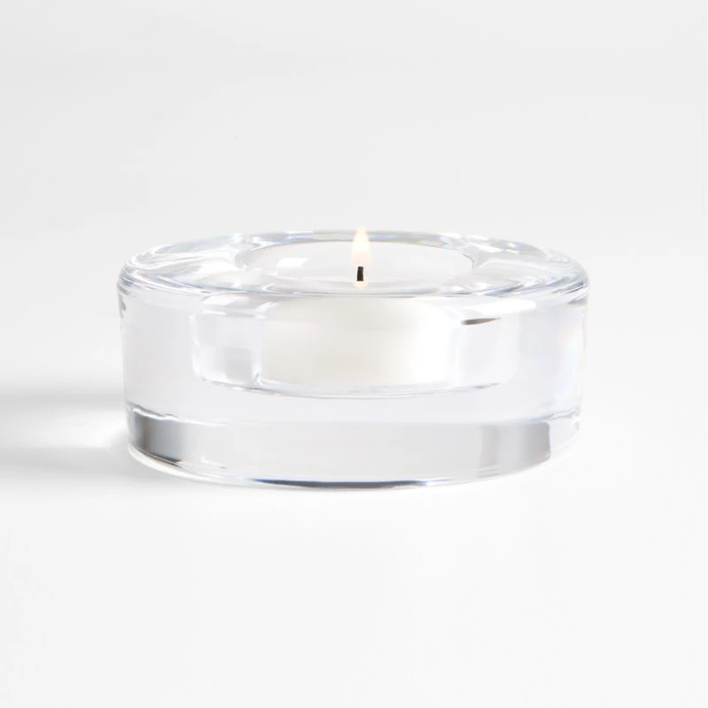 Essential Modern Low Wide Glass Tealight Candle Holder