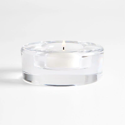 Essential Modern Low Wide Glass Tealight Candle Holder