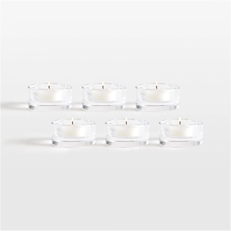 Essential Modern Short Glass Tealight Candle Holder, Set of 6