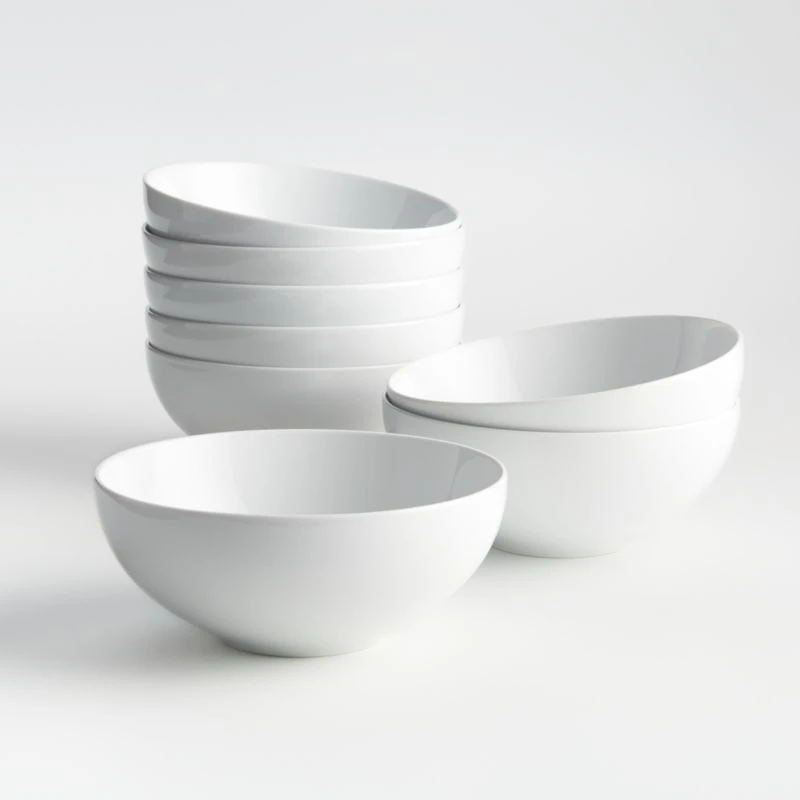 Aspen 7" Porcelain Cereal Bowls, Set of 8