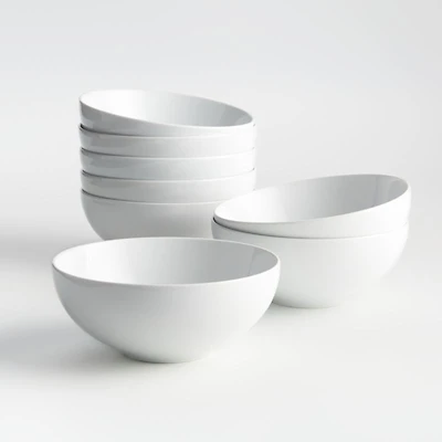 Aspen 7" Porcelain Cereal Bowls, Set of 8