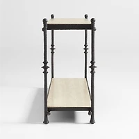 Estate 62.75" Rectangular Travertine and Metal Console Table with Shelf by Jake Arnold