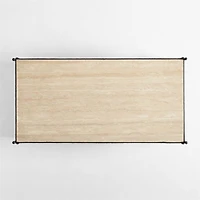 Estate Travertine and Metal 64" Rectangular Coffee Table with Shelf by Jake Arnold