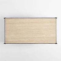 Estate Travertine and Metal 64" Rectangular Coffee Table with Shelf by Jake Arnold