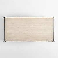 Estate Travertine and Metal 64" Rectangular Coffee Table with Shelf by Jake Arnold