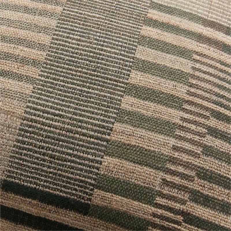 Etta Silk Wool Blend 20"x20" Burnt Green Multi Throw Pillow with Feather Insert