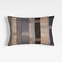 Etta Silk Wool Blend 22"x15" Deep Indigo Multi Throw Pillow with Feather Insert