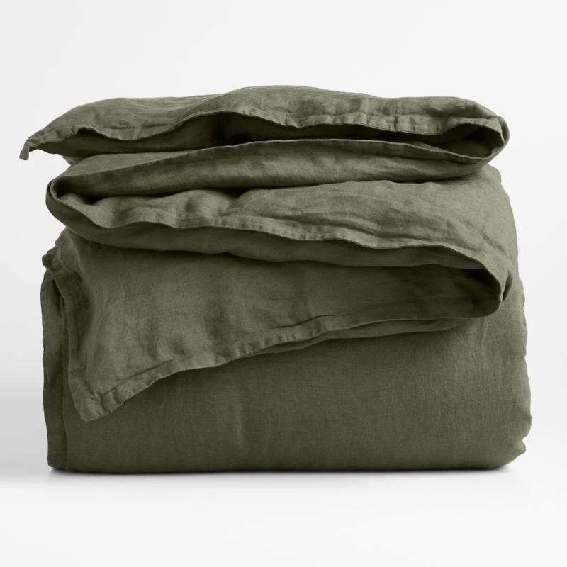 Aire Natural EUROPEAN FLAX ™-Certified Linen Burnt Green Twin/Twin XL Duvet Cover
