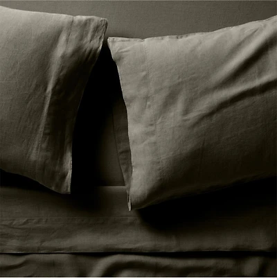 Aire Natural EUROPEAN FLAX ™-Certified  Linen Burnt Green Twin/Twin XL Bed Sheet Set
