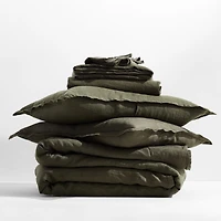 Aire Natural EUROPEAN FLAX ™-Certified Linen Burnt Green Full Bedding Set