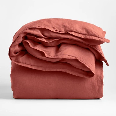 Aire Natural EUROPEAN FLAX ™-Certified Linen Castilian Red Full/Queen Duvet Cover