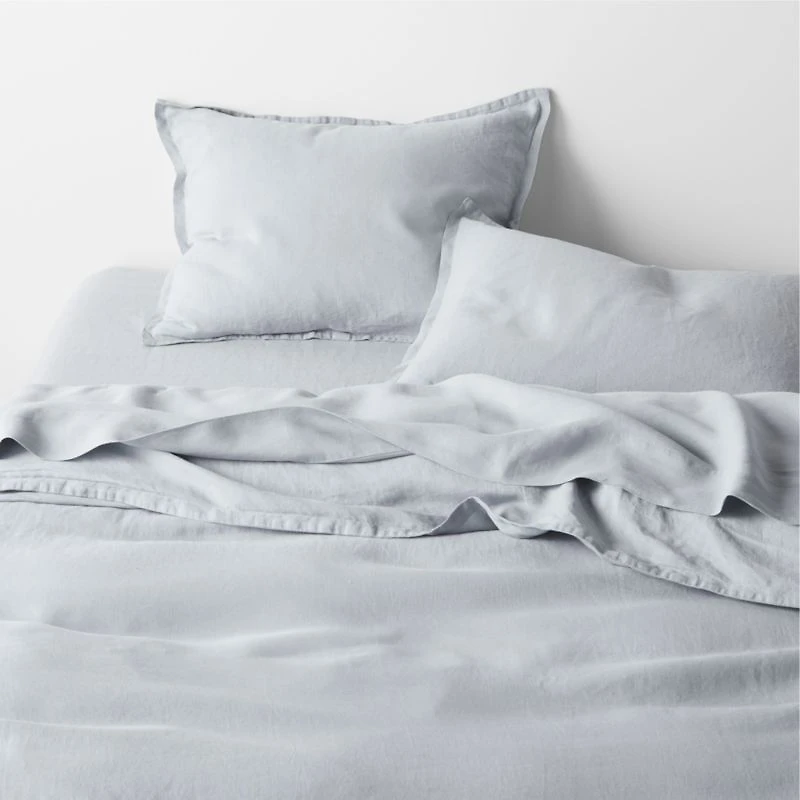 Aire Natural EUROPEAN FLAX ™-Certified Linen Mist Blue Standard Pillowcases, Set of 2