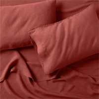 Aire Natural EUROPEAN FLAX ™-Certified Linen Castilian Red Queen Bed Sheet Set