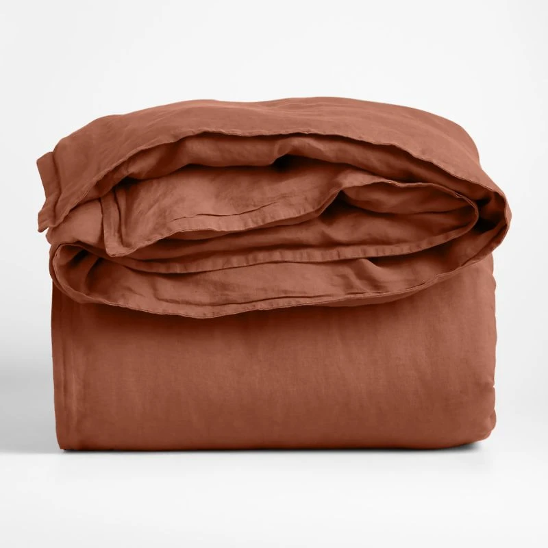 Aire Natural EUROPEAN FLAX ™-Certified Linen Spice Orange Full/Queen Duvet Cover