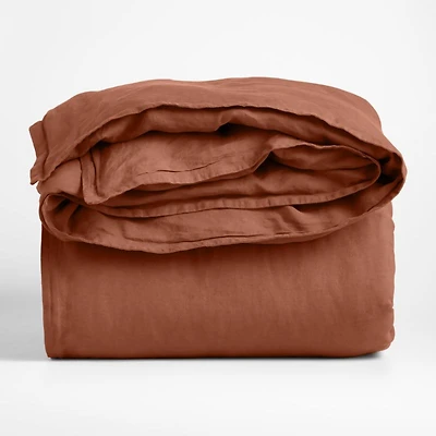 Aire Natural EUROPEAN FLAX ™-Certified Linen Spice Orange Full/Queen Duvet Cover