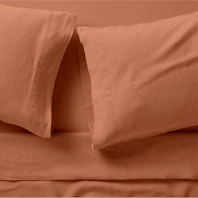 Aire Natural EUROPEAN FLAX ™-Certified Linen Spice Orange Queen Bed Sheet Set