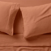 Aire Natural EUROPEAN FLAX ™-Certified Linen Spice Orange Queen Bed Sheet Set