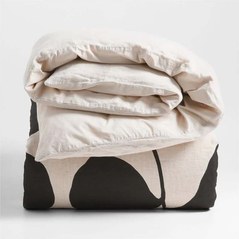 New Natural European Flax ™-Certified Linen Botanical Full/Queen Duvet Cover