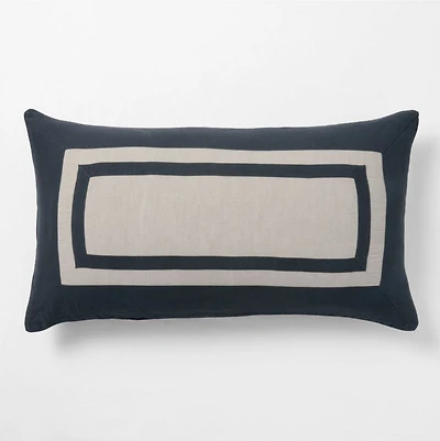 Aire Natural EUROPEAN FLAX ™-Certified Linen Arcadia Tan and Midnight Navy Border King Bed Pillow Sham
