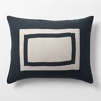 Aire Natural EUROPEAN FLAX ™-Certified Linen Arcadia Tan and Midnight Navy Border King Bed Pillow Sham