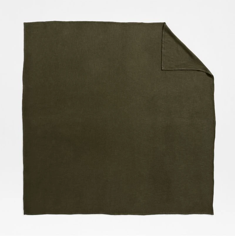 EUROPEAN FLAX ™-Certified Linen Viscose Burnt Green Full/Queen Bed Blanket
