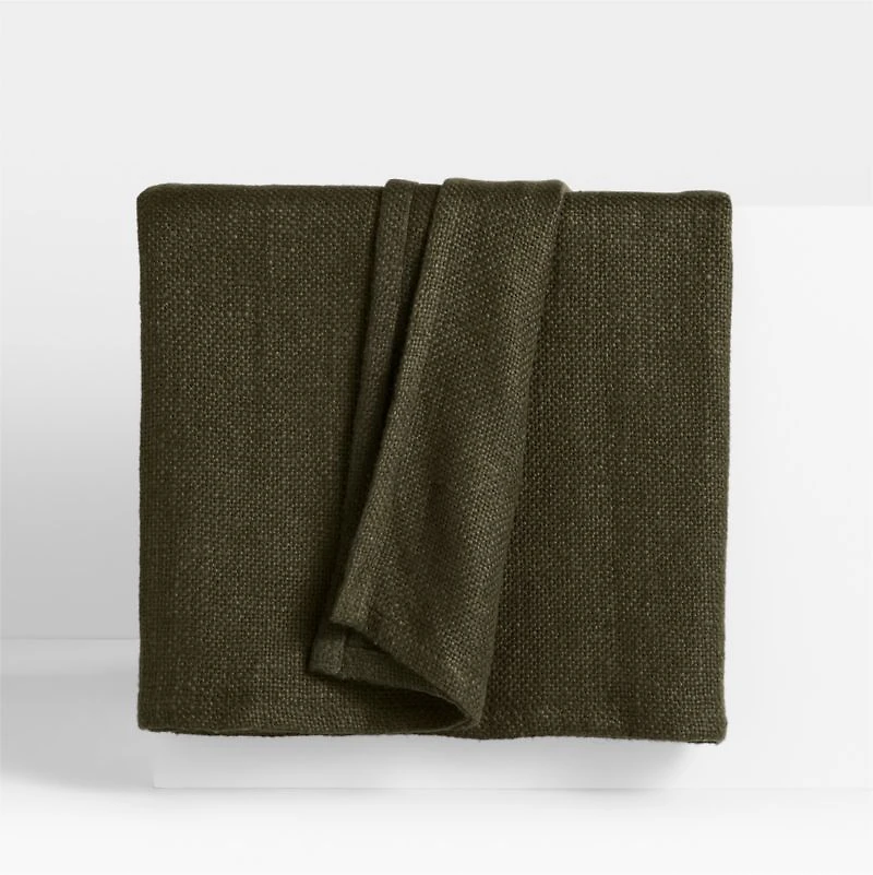 EUROPEAN FLAX ™-Certified Linen Viscose Burnt Green Full/Queen Bed Blanket