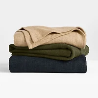 EUROPEAN FLAX ™-Certified Linen Viscose Burnt Green Full/Queen Bed Blanket