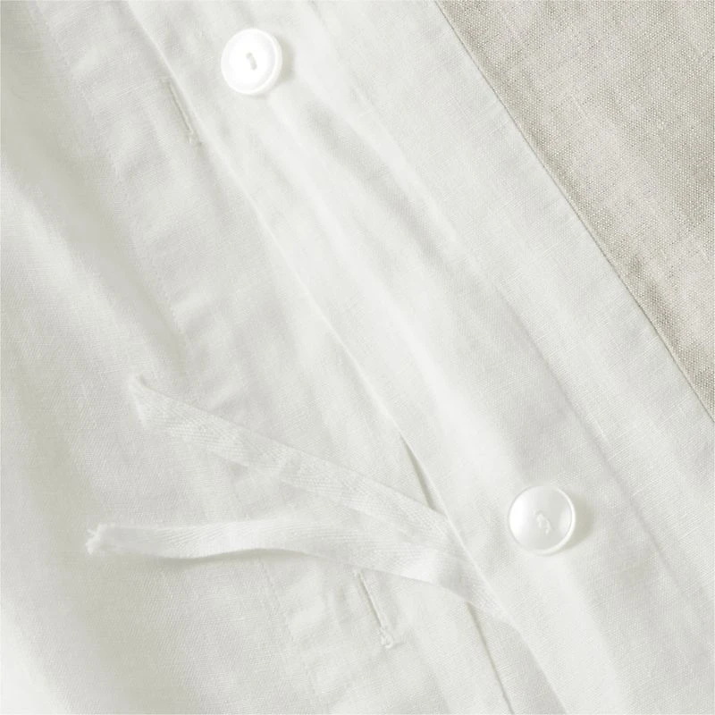 Aire Natural EUROPEAN FLAX ™-Certified Linen Border Crisp White/Arcadia Tan Full/Queen Duvet Cover