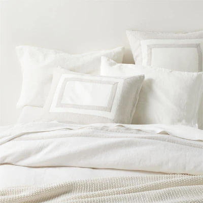 Aire Natural EUROPEAN FLAX ™-Certified Linen Border Crisp White/Arcadia Tan Full/Queen Duvet Cover