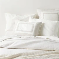 Aire Natural EUROPEAN FLAX ™-Certified Linen Border Crisp White/Arcadia Tan Full/Queen Duvet Cover